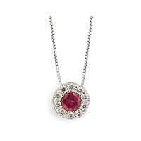 Collana con rubino e contorno di diamanti in oro bianco 18kt – 1.20 g | Rubino 0.29 ct + Diamanti G/SI | Idee Preziose dal 1987 - IP.CK18B/2R